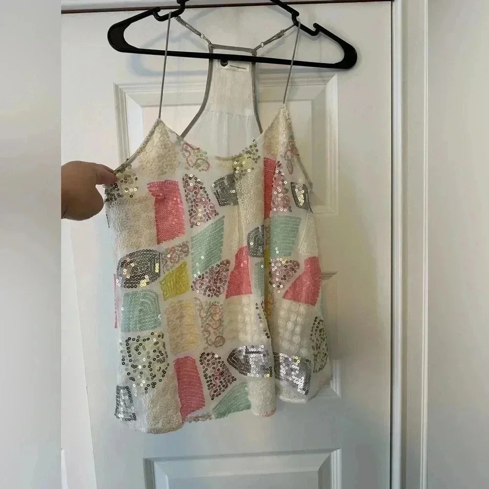 Anthropologie Floreat Sequin Patchwork Embroidere… - image 1